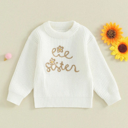 Eleganza Italiana 0-4Y Spring Autumn Kids Baby Girls Warm Sweaters Letter Embroidery Knitted Loose O-neck Long Sleeve Sweater Jumpers Tops Clothes Streetwear high fashion shein amazon temu target Walmart online