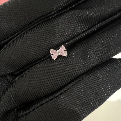 Eleganza Italiana 1 PCS New Fashion Cute Pink Zircon Crystal  Ear Bone Nail 316L Medical Titanium Steel Earrings for Women Y2K Punk Jewelry Streetwear high fashion shein amazon temu target Walmart online