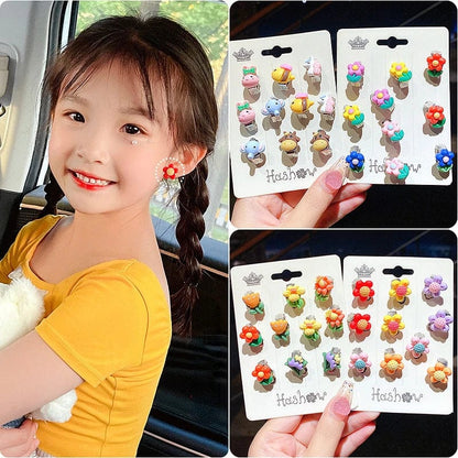 Eleganza Italiana 10 piece cute cartoon children animal fruit plant earrings Ear clip can be worn without ear piercings girls holiday gift jewelry Streetwear high fashion shein amazon temu target Walmart online