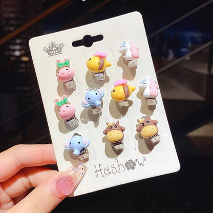 Eleganza Italiana 10 piece cute cartoon children animal fruit plant earrings Ear clip can be worn without ear piercings girls holiday gift jewelry Streetwear high fashion shein amazon temu target Walmart online