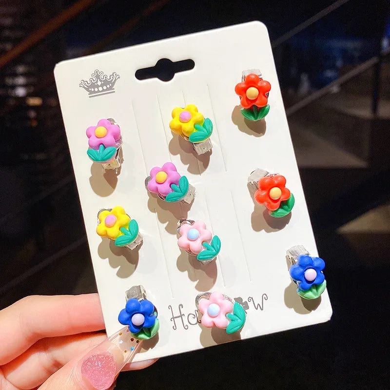 Eleganza Italiana 10 piece cute cartoon children animal fruit plant earrings Ear clip can be worn without ear piercings girls holiday gift jewelry Streetwear high fashion shein amazon temu target Walmart online