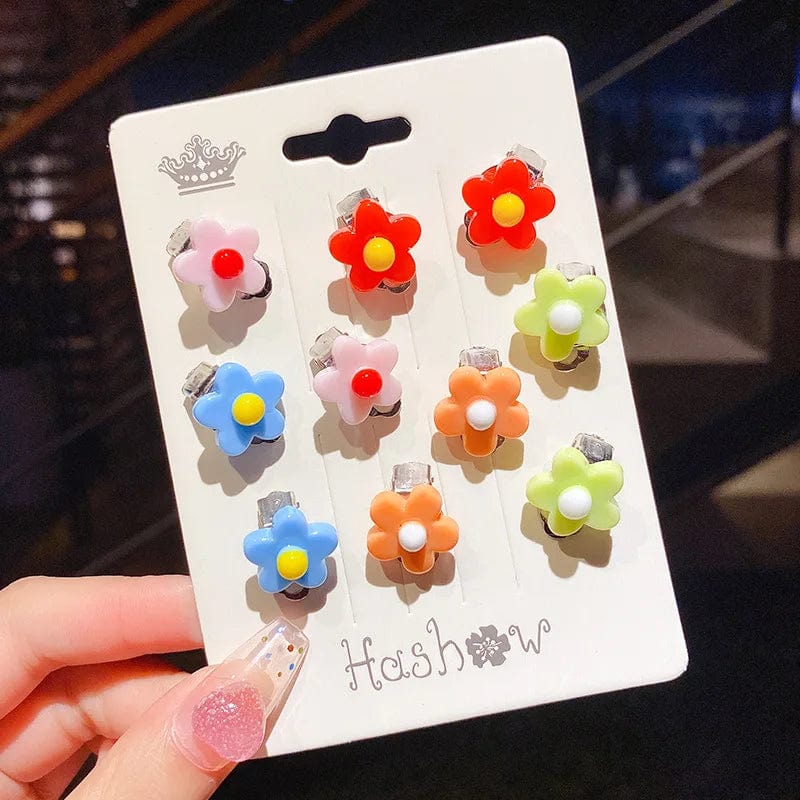 Eleganza Italiana 10 piece cute cartoon children animal fruit plant earrings Ear clip can be worn without ear piercings girls holiday gift jewelry Streetwear high fashion shein amazon temu target Walmart online