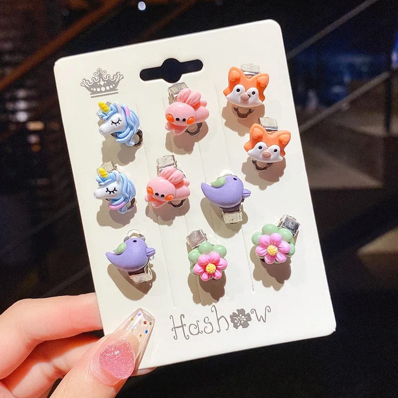 Eleganza Italiana 10 piece cute cartoon children animal fruit plant earrings Ear clip can be worn without ear piercings girls holiday gift jewelry Streetwear high fashion shein amazon temu target Walmart online