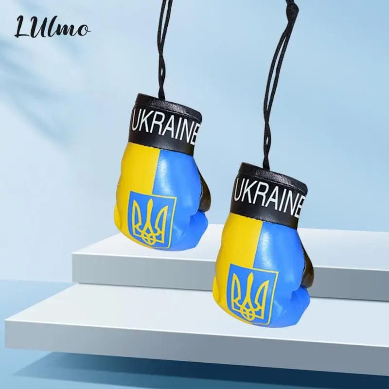 Eleganza Italiana 10cm PVC Hanging Mirror Pendant Key Chains Ukraine National Flag Boxing Gloves Keychains In The Car Accessories Decoration Gift Streetwear high fashion shein amazon temu target Walmart online