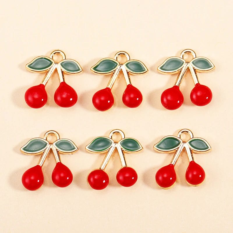 Eleganza Italiana 10Pcs 5 Styles Fruit Cherry Enamel Charms for Diy Earrings Pendant Bracelet Necklace Cute Jewelry Making Accessories Supplies Streetwear high fashion shein amazon temu target Walmart online