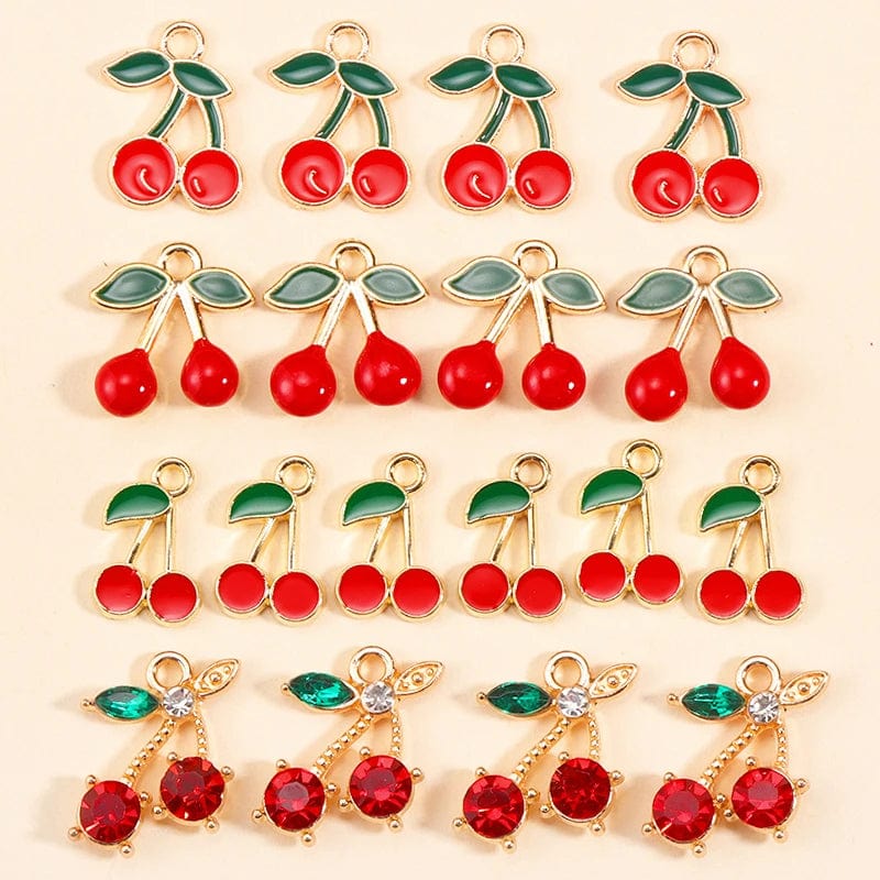 Eleganza Italiana 10Pcs 5 Styles Fruit Cherry Enamel Charms for Diy Earrings Pendant Bracelet Necklace Cute Jewelry Making Accessories Supplies Streetwear high fashion shein amazon temu target Walmart online