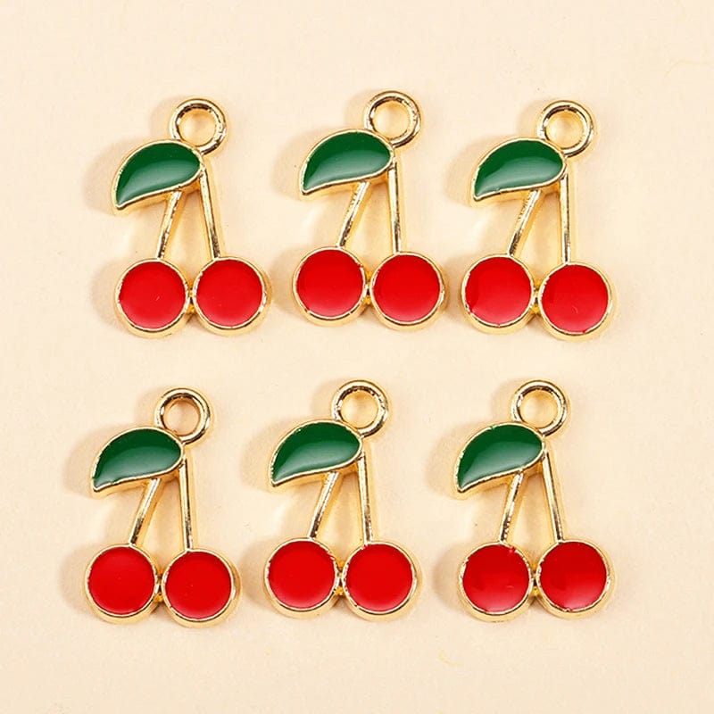 Eleganza Italiana 10Pcs 5 Styles Fruit Cherry Enamel Charms for Diy Earrings Pendant Bracelet Necklace Cute Jewelry Making Accessories Supplies Streetwear high fashion shein amazon temu target Walmart online