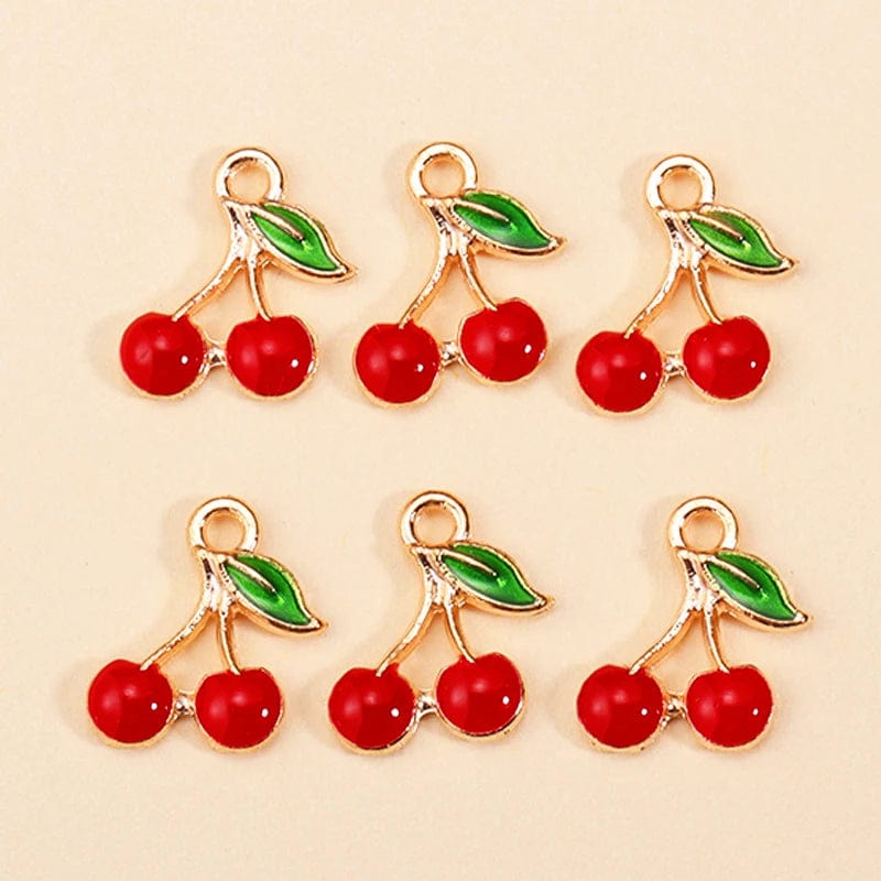 Eleganza Italiana 10Pcs 5 Styles Fruit Cherry Enamel Charms for Diy Earrings Pendant Bracelet Necklace Cute Jewelry Making Accessories Supplies Streetwear high fashion shein amazon temu target Walmart online