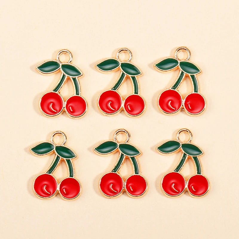 Eleganza Italiana 10Pcs 5 Styles Fruit Cherry Enamel Charms for Diy Earrings Pendant Bracelet Necklace Cute Jewelry Making Accessories Supplies Streetwear high fashion shein amazon temu target Walmart online