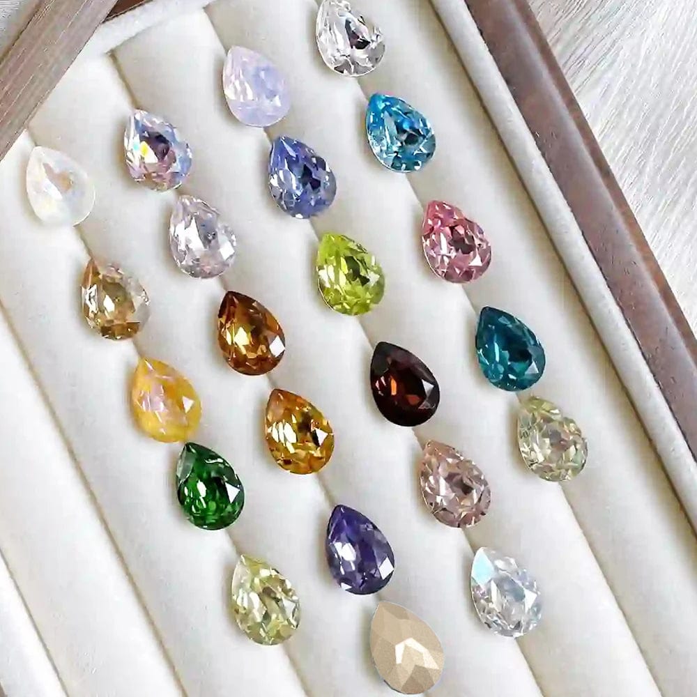 Eleganza Italiana 10pcs 6x8mm Pear Glitter Crystal Nail Charms Rhinestone Colorful 3D Jewelry Making Beads DIY Nail Art Accessories Streetwear high fashion shein amazon temu target Walmart online