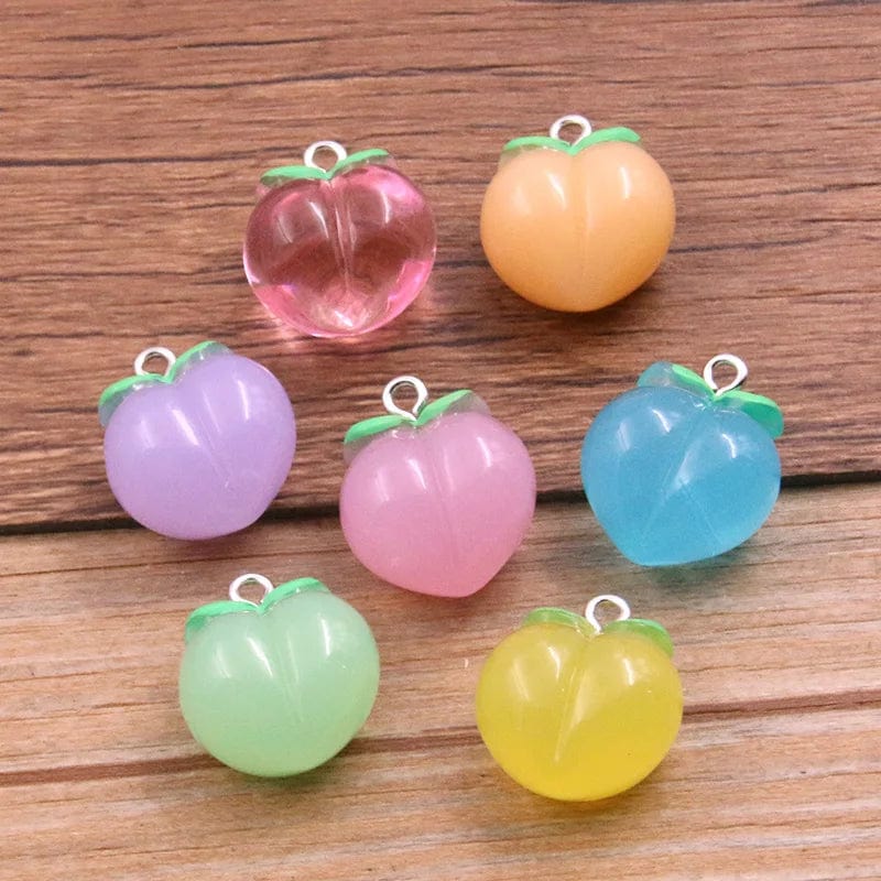 Eleganza Italiana 10pcs 7 Color 17*20MM Resin Fruit Peach Cherry Pendant Plant Charms For Woman Girls Cartoon Fashion Jewelry DIY Earrings Streetwear high fashion shein amazon temu target Walmart online