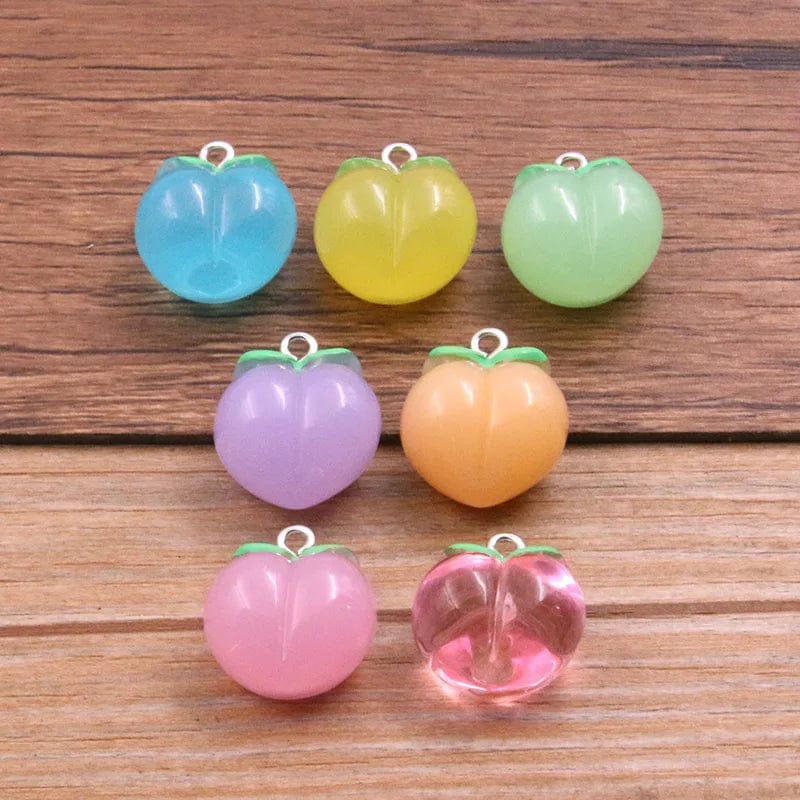 Eleganza Italiana 10pcs 7 Color 17*20MM Resin Fruit Peach Cherry Pendant Plant Charms For Woman Girls Cartoon Fashion Jewelry DIY Earrings Streetwear high fashion shein amazon temu target Walmart online