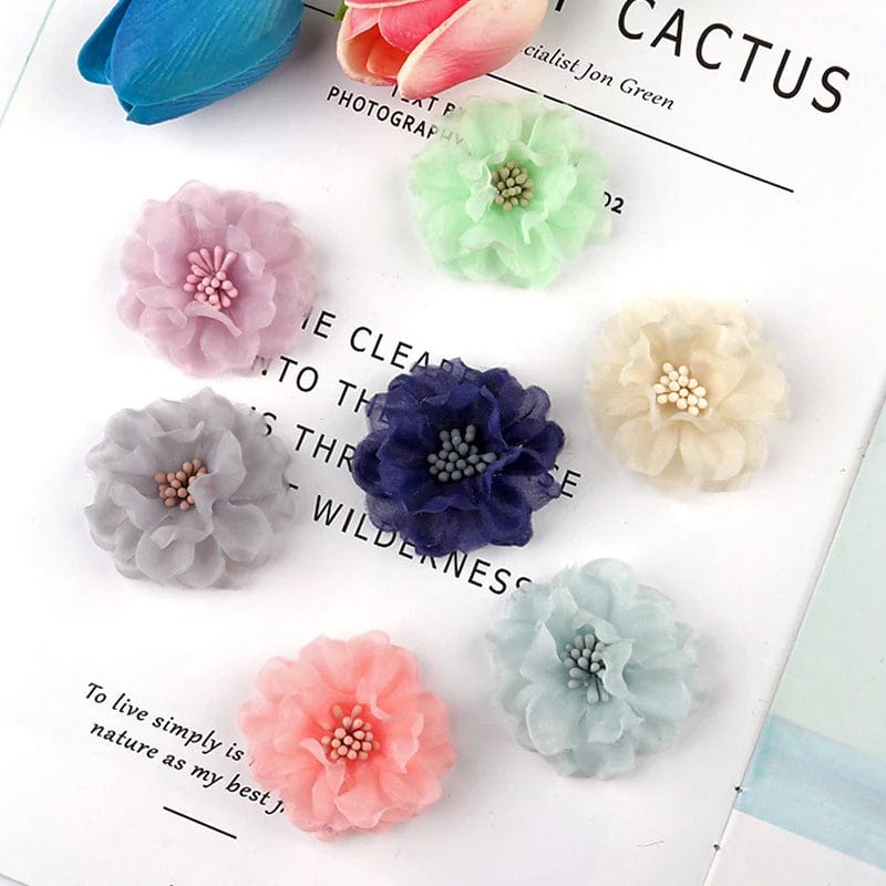 Eleganza Italiana 10PCS Chiffon Flowers Boutique hair accessories DIY Flower Headwear Fashion Accessory Hair Flowers No Hair Clip for headband Streetwear high fashion shein amazon temu target Walmart online