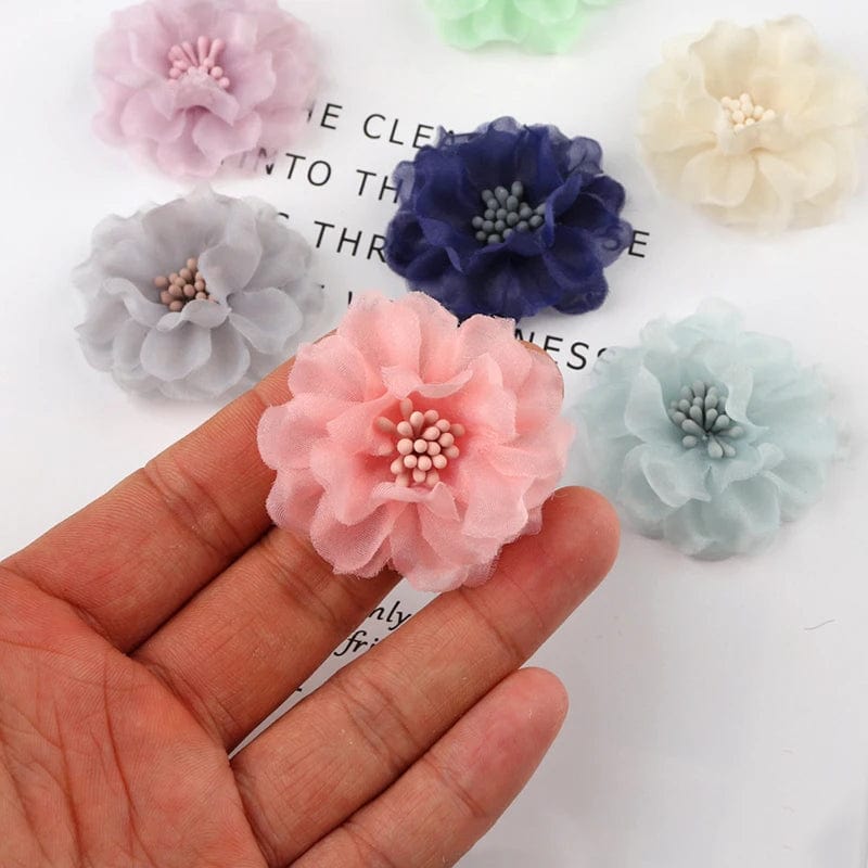 Eleganza Italiana 10PCS Chiffon Flowers Boutique hair accessories DIY Flower Headwear Fashion Accessory Hair Flowers No Hair Clip for headband Streetwear high fashion shein amazon temu target Walmart online