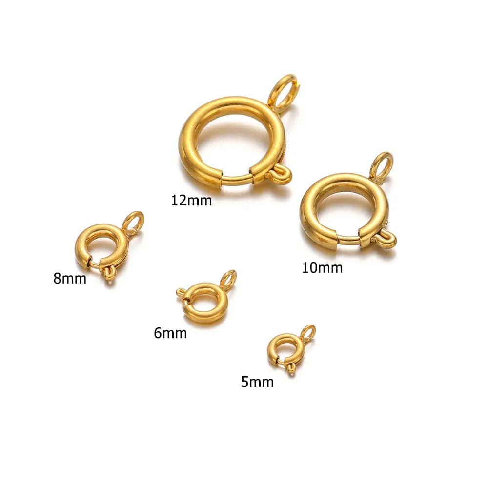 Eleganza Italiana 10Pcs Circle Spring Buttonr Stainless Steel Clasps Hooks End Connectors for DIY Necklace Clasps Jewelry Making Accessories Streetwear high fashion shein amazon temu target Walmart online