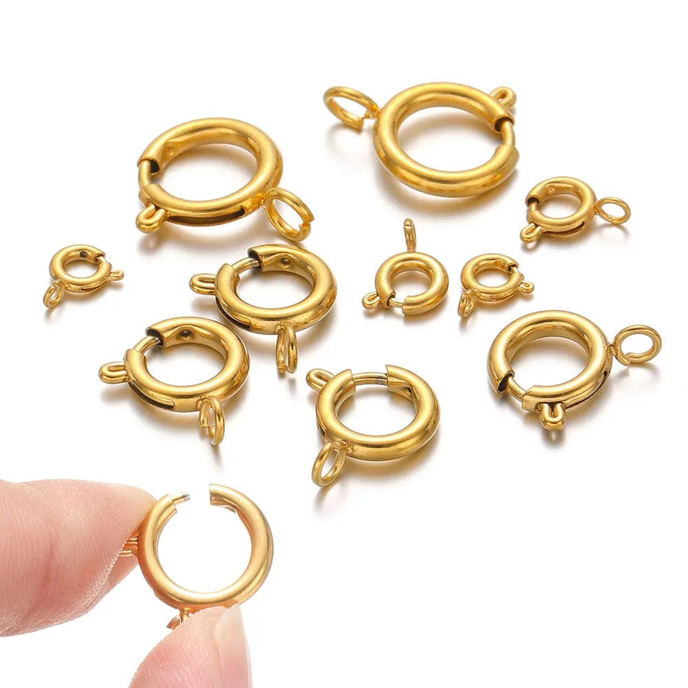 Eleganza Italiana 10Pcs Circle Spring Buttonr Stainless Steel Clasps Hooks End Connectors for DIY Necklace Clasps Jewelry Making Accessories Streetwear high fashion shein amazon temu target Walmart online