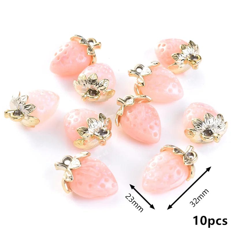 Eleganza Italiana 10Pcs Cute Red Acrylic Strawberry Apple Orange Mango Fruit Resin Pendants Charms for Jewelry Making Earrings Necklace Accessory Streetwear high fashion shein amazon temu target Walmart online