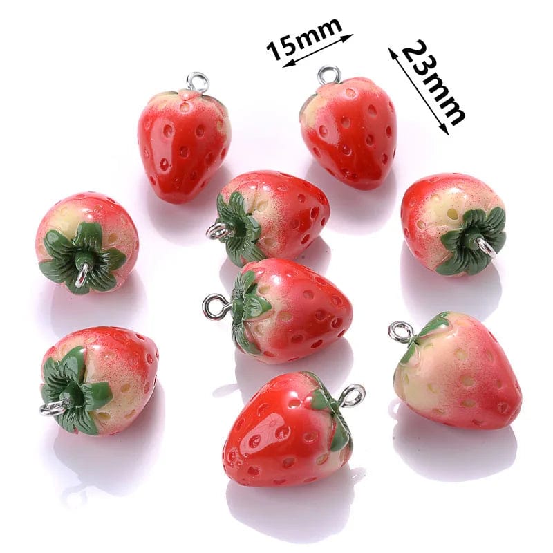 Eleganza Italiana 10Pcs Cute Red Acrylic Strawberry Apple Orange Mango Fruit Resin Pendants Charms for Jewelry Making Earrings Necklace Accessory Streetwear high fashion shein amazon temu target Walmart online