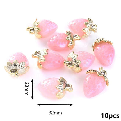 Eleganza Italiana 10Pcs Cute Red Acrylic Strawberry Apple Orange Mango Fruit Resin Pendants Charms for Jewelry Making Earrings Necklace Accessory Streetwear high fashion shein amazon temu target Walmart online