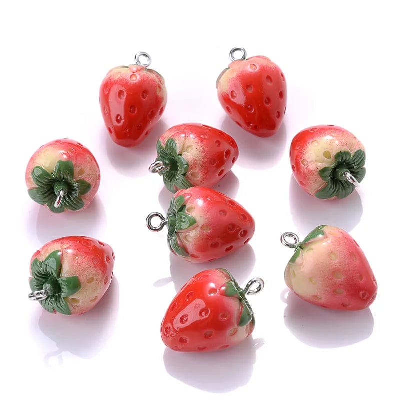 Eleganza Italiana 10Pcs Cute Red Acrylic Strawberry Apple Orange Mango Fruit Resin Pendants Charms for Jewelry Making Earrings Necklace Accessory Streetwear high fashion shein amazon temu target Walmart online