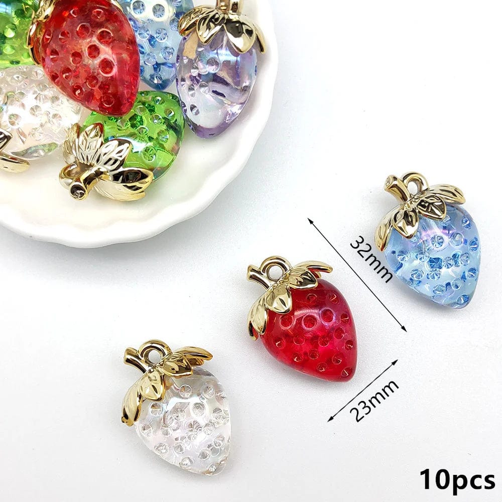 Eleganza Italiana 10Pcs Cute Red Acrylic Strawberry Apple Orange Mango Fruit Resin Pendants Charms for Jewelry Making Earrings Necklace Accessory Streetwear high fashion shein amazon temu target Walmart online