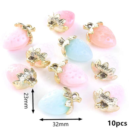 Eleganza Italiana 10Pcs Cute Red Acrylic Strawberry Apple Orange Mango Fruit Resin Pendants Charms for Jewelry Making Earrings Necklace Accessory Streetwear high fashion shein amazon temu target Walmart online