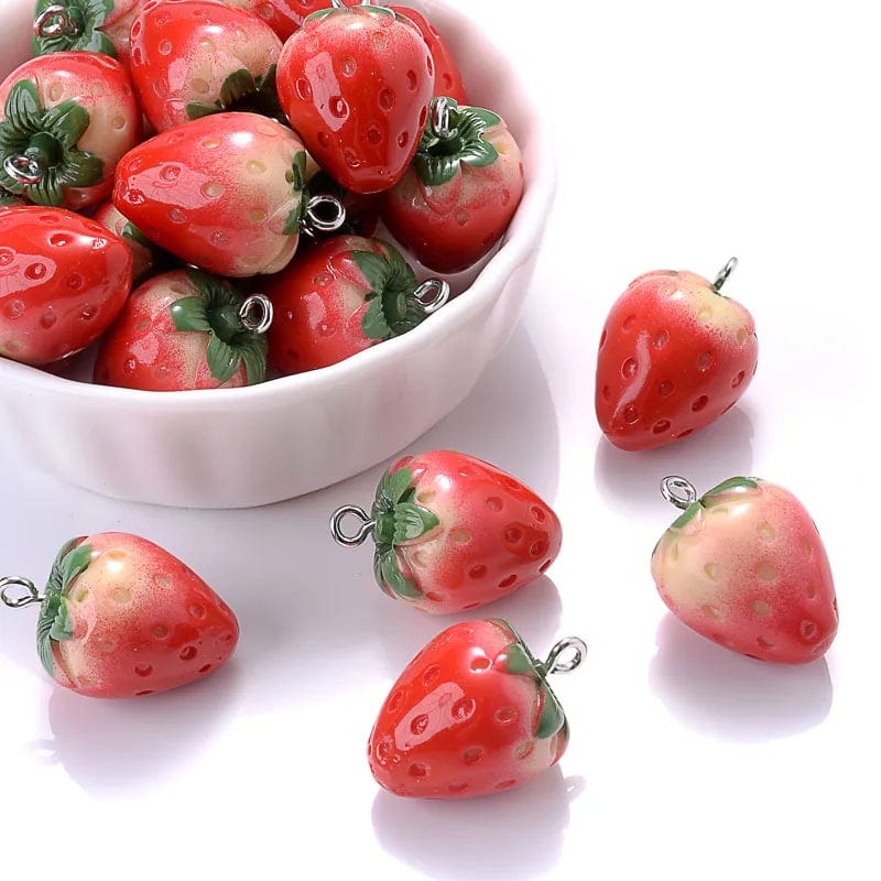 Eleganza Italiana 10Pcs Cute Red Acrylic Strawberry Apple Orange Mango Fruit Resin Pendants Charms for Jewelry Making Earrings Necklace Accessory Streetwear high fashion shein amazon temu target Walmart online