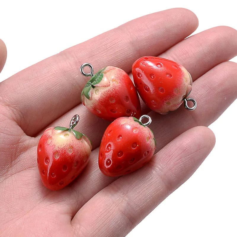 Eleganza Italiana 10Pcs Cute Red Acrylic Strawberry Apple Orange Mango Fruit Resin Pendants Charms for Jewelry Making Earrings Necklace Accessory Streetwear high fashion shein amazon temu target Walmart online