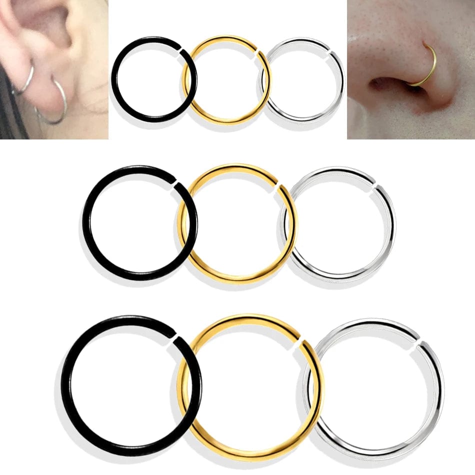 Eleganza Italiana 1PC Fake Piercing Nose Hoop Ring Labret Lip Ring Rook Piercing 20G Stainless Steel Tragus Earrings Helix Piercing Body Jewelry Streetwear high fashion shein amazon temu target Walmart online