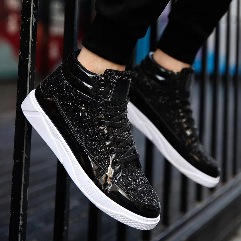 Eleganza Italiana 2020 Fashion Men High Top Sneakers Male Ankle Boots Gold Luxury Glitter Shoes Streetwear Hip Hop Casual Boots Chaussures Homme Streetwear high fashion shein amazon temu target Walmart online