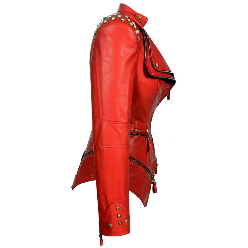 Eleganza Italiana 2020 Women Autumn Winter Thick Fake PU Faux Leather rivet Jackets Lady studs Motorcycle Coats Biker Zippers Street Outwear Streetwear high fashion shein amazon temu target Walmart online