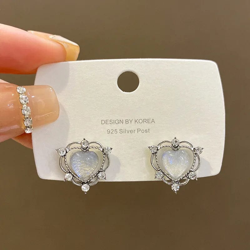 Eleganza Italiana 2023 New Fashion Pink Peach Zircon Heart Drop Pendant Earrings for Women Egirl Sweet Crystal Temperament Earrings Y2K Jewelry Streetwear high fashion shein amazon temu target Walmart online