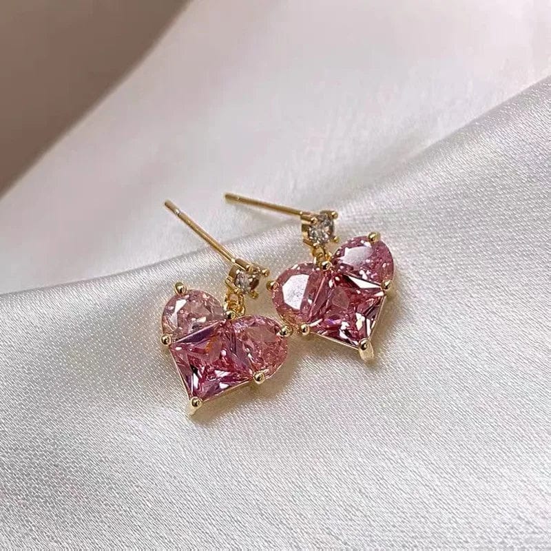 Eleganza Italiana 2023 New Fashion Pink Peach Zircon Heart Drop Pendant Earrings for Women Egirl Sweet Crystal Temperament Earrings Y2K Jewelry Streetwear high fashion shein amazon temu target Walmart online