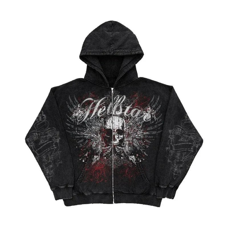 Eleganza Italiana 2024 American New Oversized Skull Print Hoodie Y2k Fashion Harajuku Hip-hop Street Dress Pullover Coats Men And Women Streetwear Streetwear high fashion shein amazon temu target Walmart online