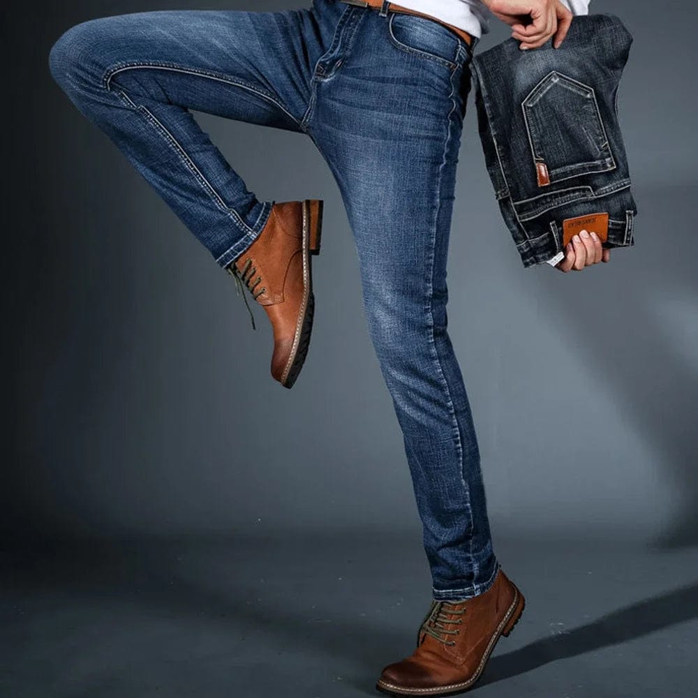 Eleganza Italiana 2024 Spring Autum Fall Stretch Men Jeans Business Straight Slim Jeans Men Casual Classic Denim Pants cargo Male y2k streetwear Streetwear high fashion shein amazon temu target Walmart online