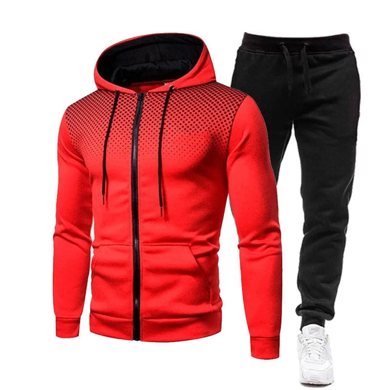 Eleganza Italiana 2024 Spring Fashion Wave point Streetwear Zipper Hoodies+Sweatpant 2pcs Set Men&