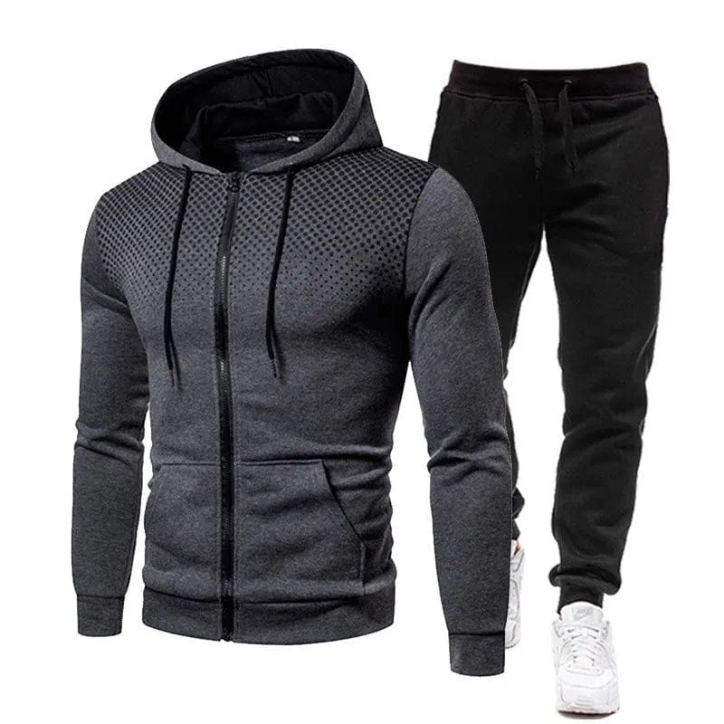 Eleganza Italiana 2024 Spring Fashion Wave point Streetwear Zipper Hoodies+Sweatpant 2pcs Set Men&