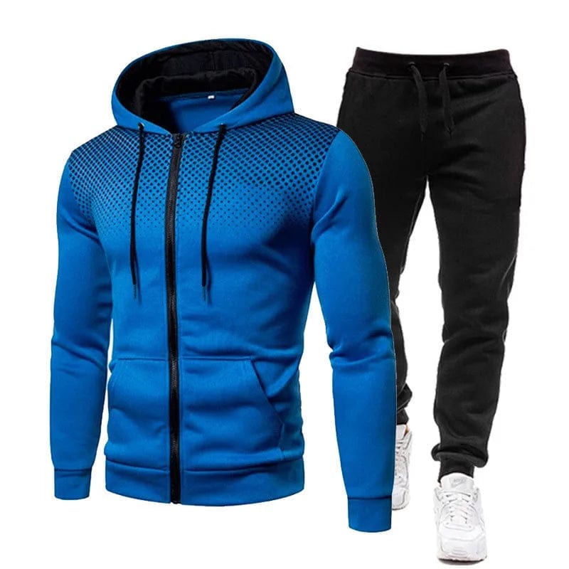 Eleganza Italiana 2024 Spring Fashion Wave point Streetwear Zipper Hoodies+Sweatpant 2pcs Set Men&