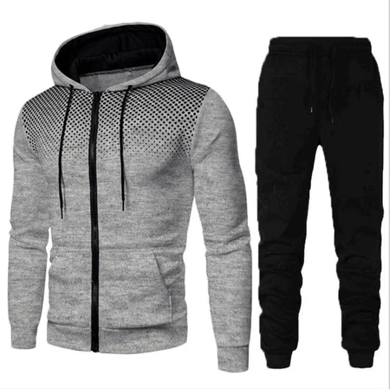 Eleganza Italiana 2024 Spring Fashion Wave point Streetwear Zipper Hoodies+Sweatpant 2pcs Set Men&