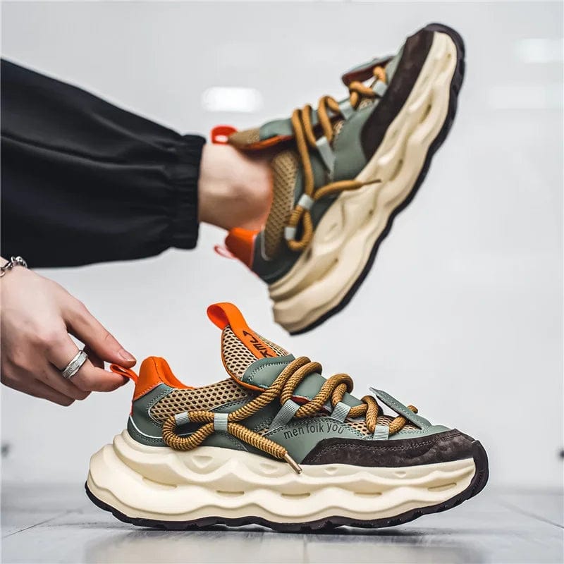 Eleganza Italiana 2024 Streetwear Mens Platform Sneakers Fashion Green Casual Sport Shoes Men Mesh Breathable Designer Trainer Men Chunky Sneakers Streetwear high fashion shein amazon temu target Walmart online