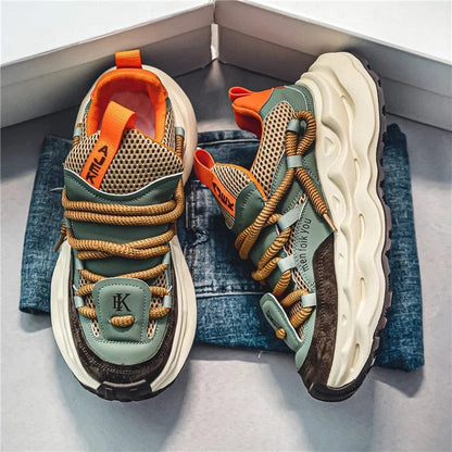 Eleganza Italiana 2024 Streetwear Mens Platform Sneakers Fashion Green Casual Sport Shoes Men Mesh Breathable Designer Trainer Men Chunky Sneakers Streetwear high fashion shein amazon temu target Walmart online