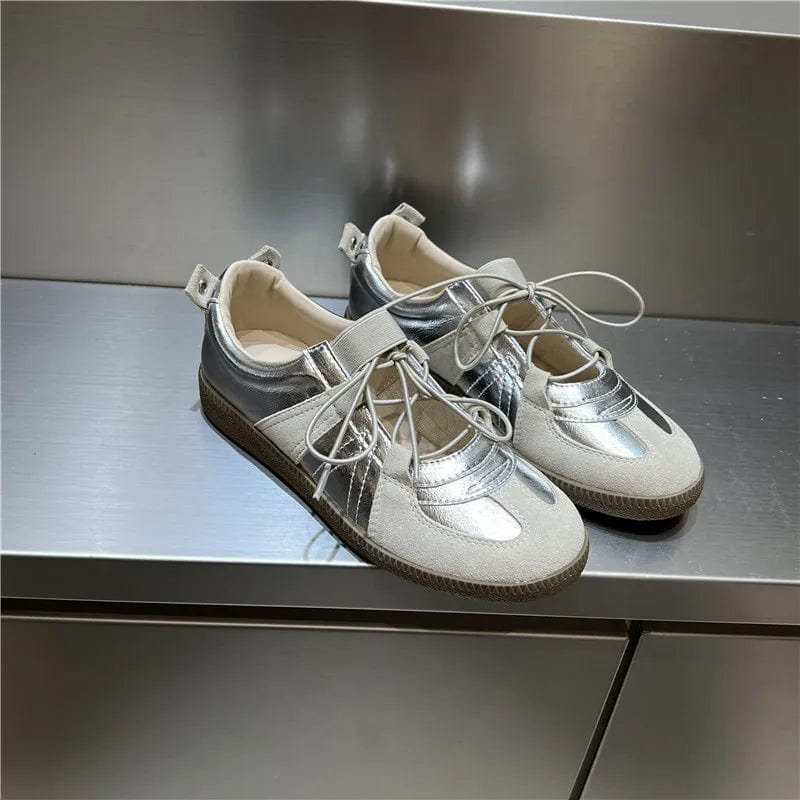 Eleganza Italiana 2024 Women Spring Summer New Soft Leather Korea Y2k Designer Casual Ballet Sports Athletic Training Flat Sneakers Female Shoes Streetwear high fashion shein amazon temu target Walmart online