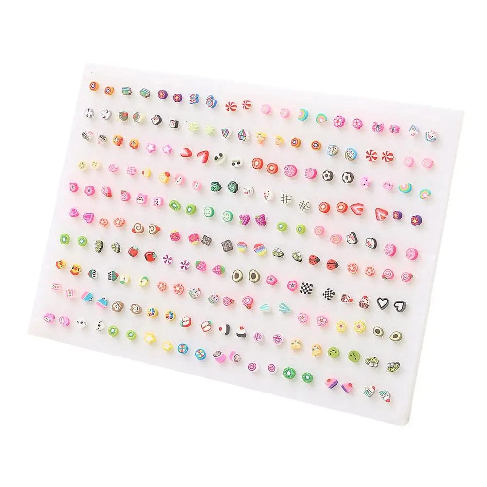 Eleganza Italiana 36/100Pairs Women Girl Acrylic Star Love Heart Plastic Stud Earrings Set Child Fruit Flower Geometric Crystal Rhinestone Earring Streetwear high fashion shein amazon temu target Walmart online