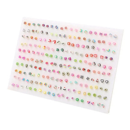 Eleganza Italiana 36/100Pairs Women Girl Acrylic Star Love Heart Plastic Stud Earrings Set Child Fruit Flower Geometric Crystal Rhinestone Earring Streetwear high fashion shein amazon temu target Walmart online