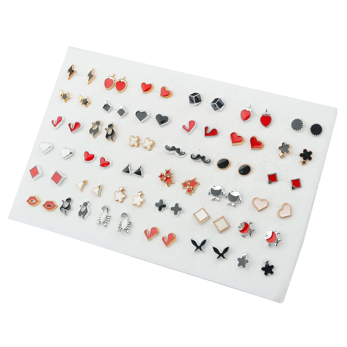 Eleganza Italiana 36/100Pairs Women Girl Acrylic Star Love Heart Plastic Stud Earrings Set Child Fruit Flower Geometric Crystal Rhinestone Earring Streetwear high fashion shein amazon temu target Walmart online