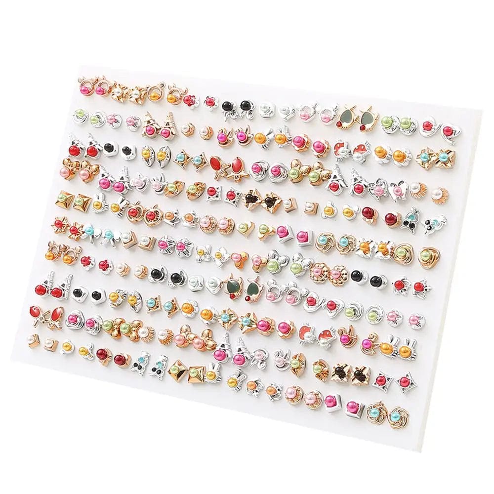 Eleganza Italiana 36/100Pairs Women Girl Acrylic Star Love Heart Plastic Stud Earrings Set Child Fruit Flower Geometric Crystal Rhinestone Earring Streetwear high fashion shein amazon temu target Walmart online