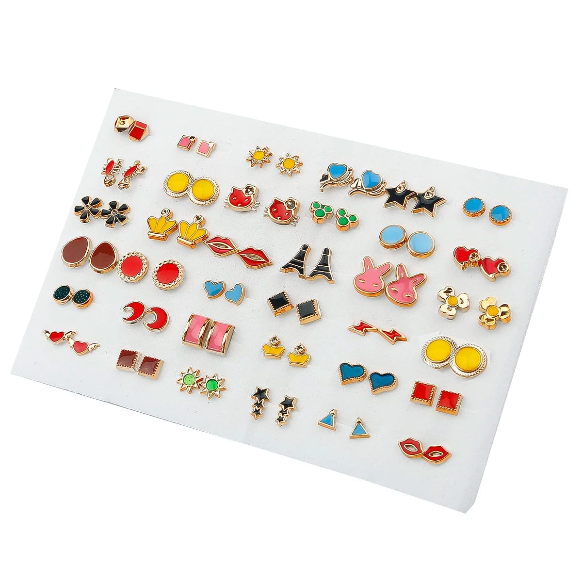 Eleganza Italiana 36/100Pairs Women Girl Acrylic Star Love Heart Plastic Stud Earrings Set Child Fruit Flower Geometric Crystal Rhinestone Earring Streetwear high fashion shein amazon temu target Walmart online