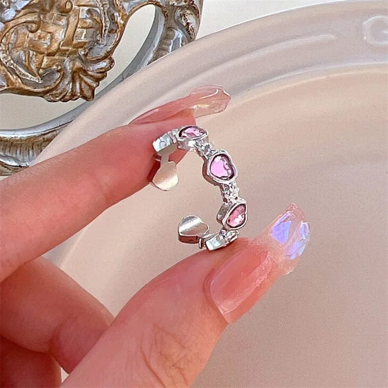 Eleganza Italiana 3pcs Fashion Love Heart Zircon Open Rings Set for Women Gothic Sweet Girls Geometric Finger Rings Y2K Party Jewelry Accessories Streetwear high fashion shein amazon temu target Walmart online