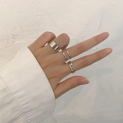 Eleganza Italiana 3PCS Hip Hop Cross Ring On Finger Chain Women Rings Opening Aesthetic Jewelry Korean Style Finger Rings Birthday Gifts Streetwear high fashion shein amazon temu target Walmart online