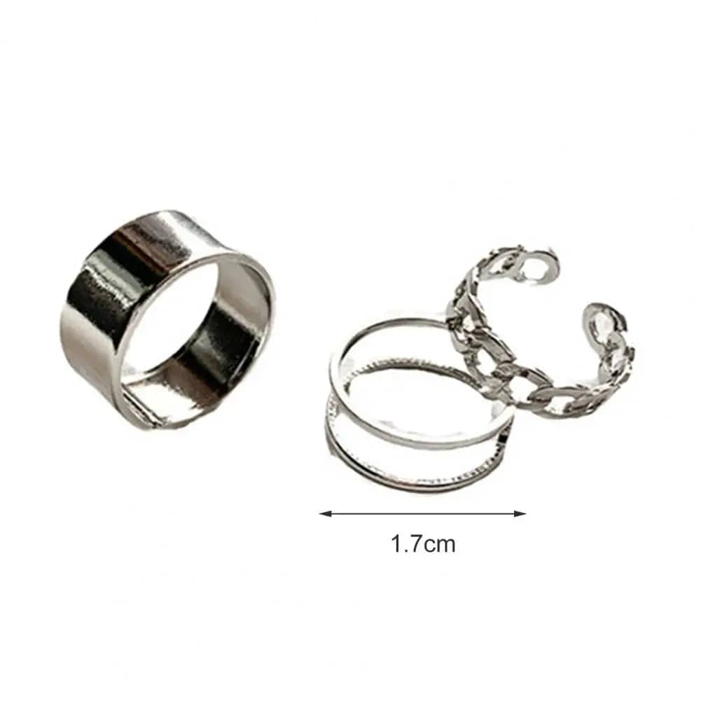 Eleganza Italiana 3PCS Hip Hop Cross Ring On Finger Chain Women Rings Opening Aesthetic Jewelry Korean Style Finger Rings Birthday Gifts Streetwear high fashion shein amazon temu target Walmart online